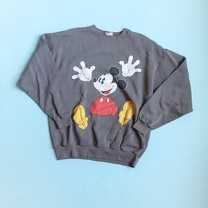 Disney Vintage 90s Mickey Mouse Made in USA Gray Crewneck Sweatshirt One Size